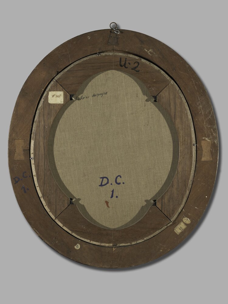 Nichelino, Stupinigi's Hunting Lodge, Portrait of the Queen of Spain, inv. 16, verse - before restoration