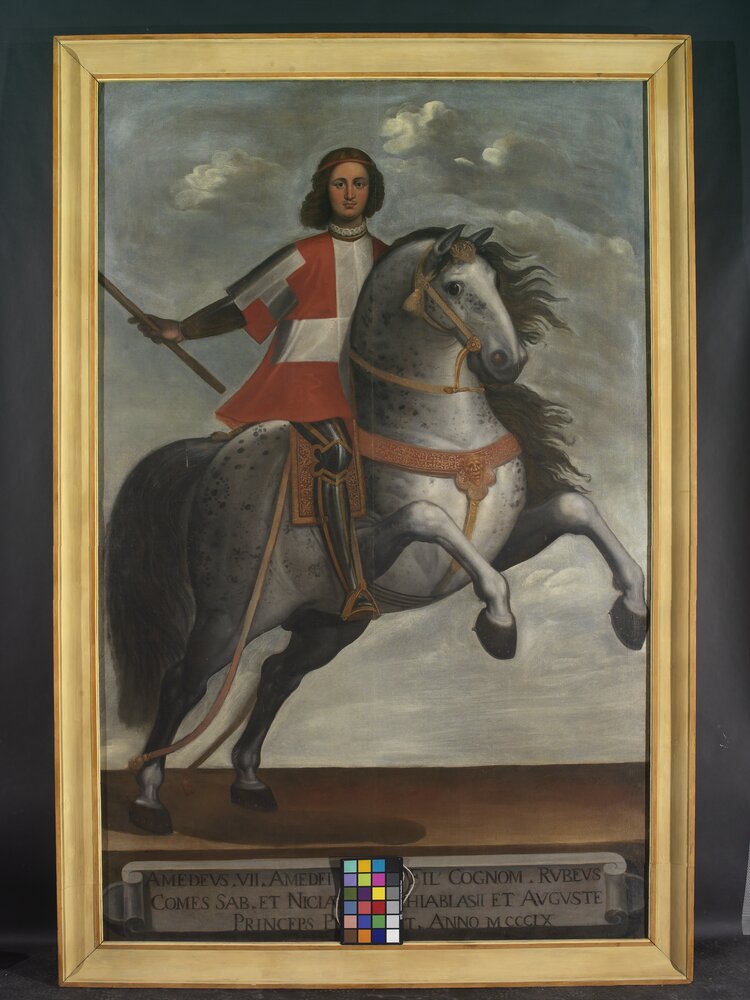 Moncalieri, Castle, Equestrian Portrait of Amadeus VII, inv. 296 - after restoration