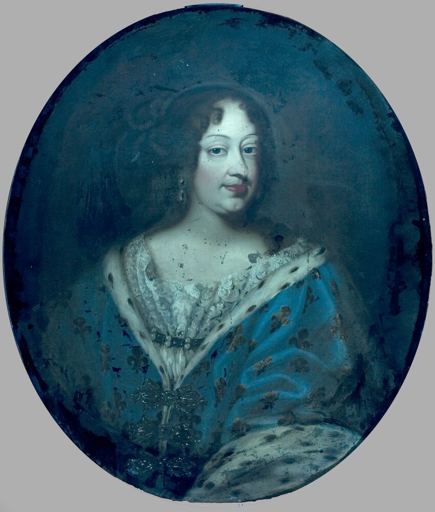 Nichelino, Stupinigi's Hunting Lodge, Portrait of Maria Giovanna Battista of Savoy Nemours, inv. 14 - UV analysis