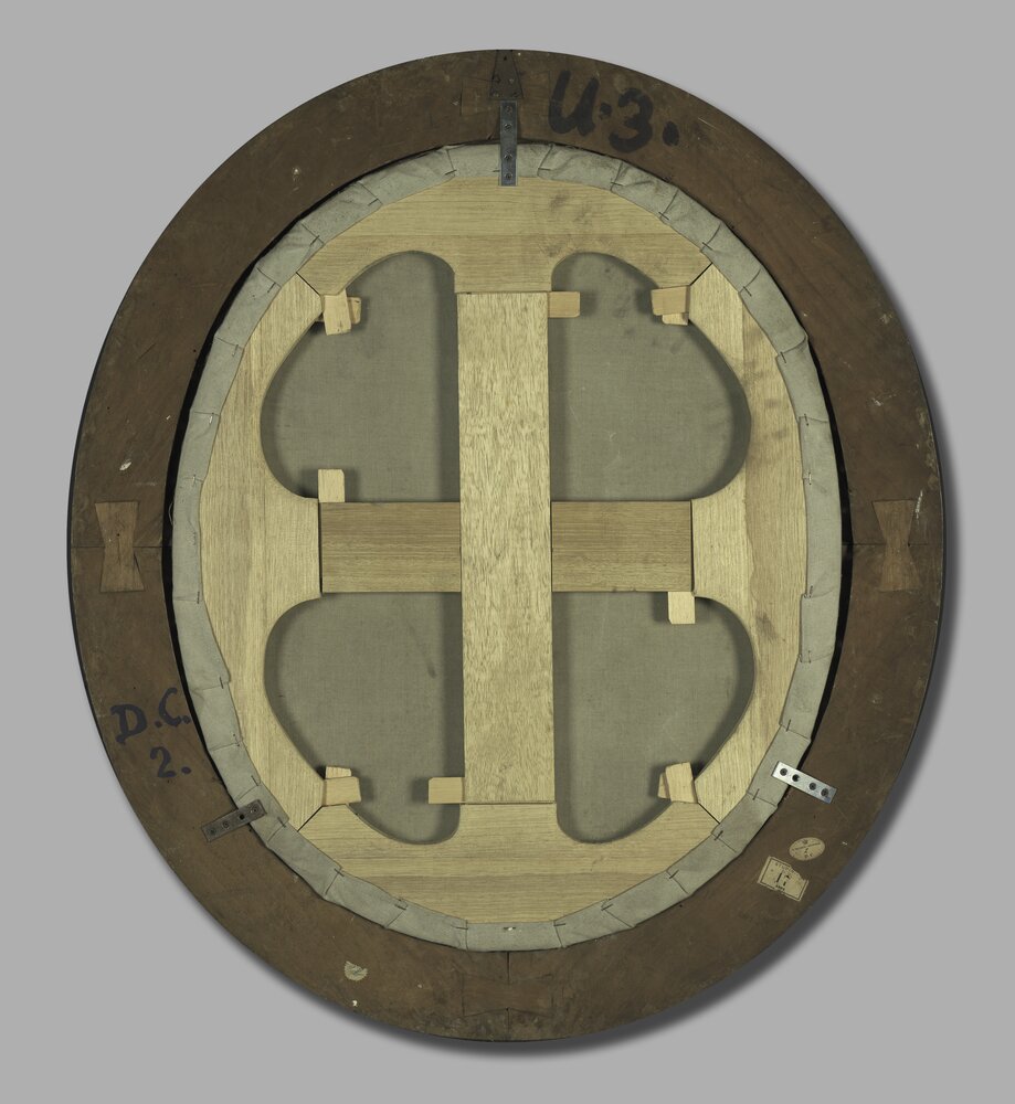 Nichelino, Stupinigi's Hunting Lodge, Portrait of Maria Giovanna Battista di Savoia, inv. 17, back - before restoration