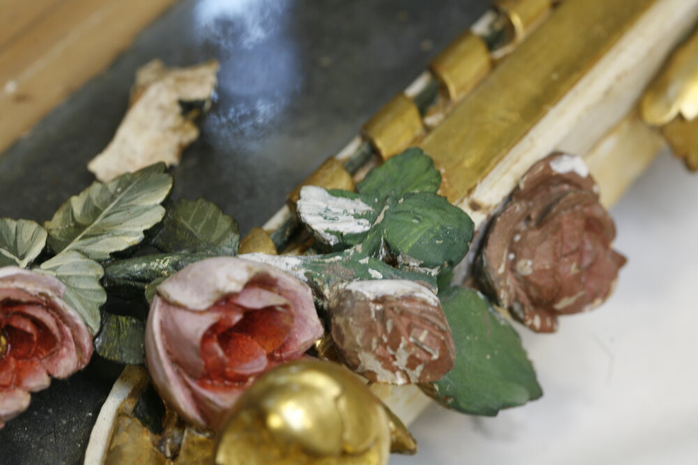 Nichelino, Stupinigi Hunting Lodge, G. M. Bonzanigo, M. Rapous, Specchiera, inv. 297 - during restoration, grouting