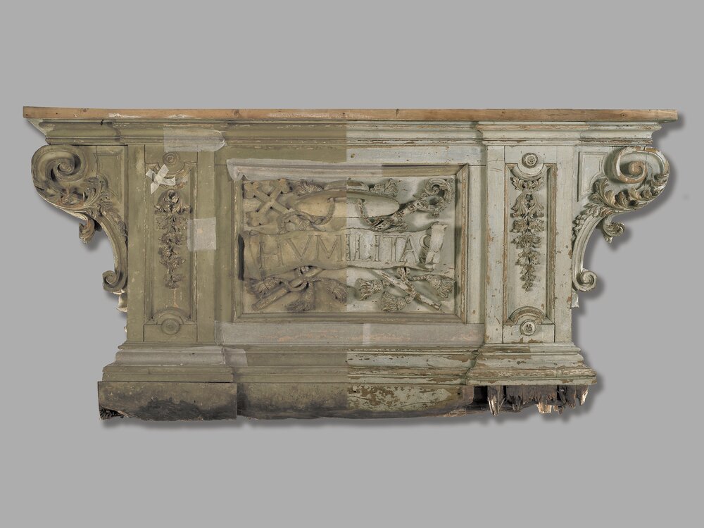 Venaria, Reggia, C. G. Plura, Altare ligneo - durante il restauro