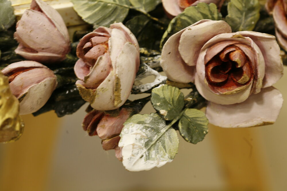 Nichelino, Stupinigi Hunting Lodge, G. M. Bonzanigo, M. Rapous, Specchiera, inv. 351 - during restoration, grouting