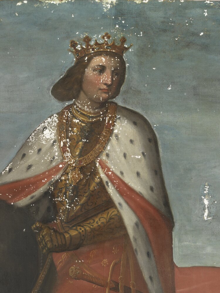 Moncalieri, Castle, Equestrian Portrait of Filiberto II of Savoy, inv. 299 - during restoration, grouting