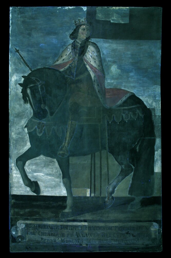 Moncalieri, Castle, Equestrian Portrait of Filiberto II of Savoy, inv. 299 - UV analysis