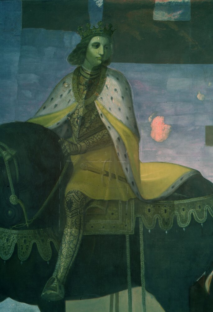 Moncalieri, Castle, Equestrian Portrait of Filiberto II of Savoy, inv. 299 - Infrared in false color (950 nm) 