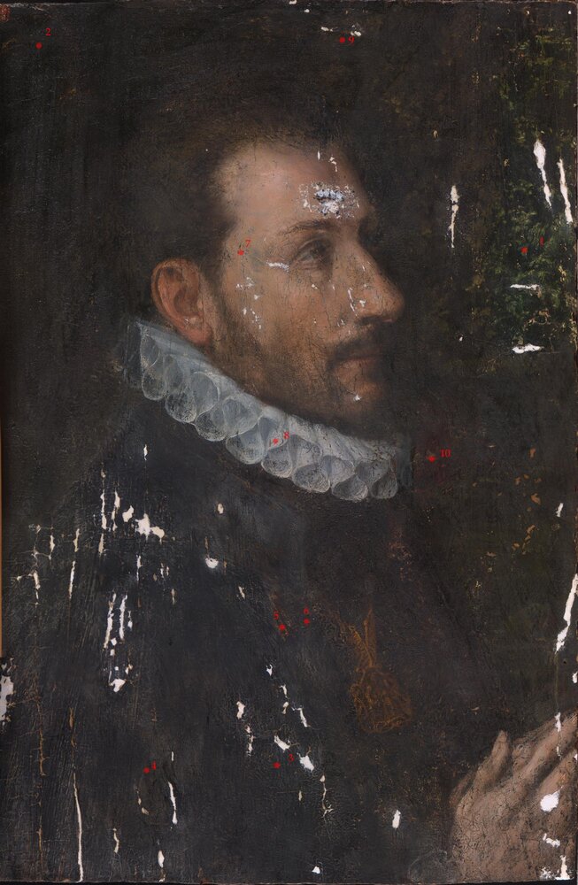 Turin, Galleria Sabauda, Portrait of Carlo Emanuele I - points XRF