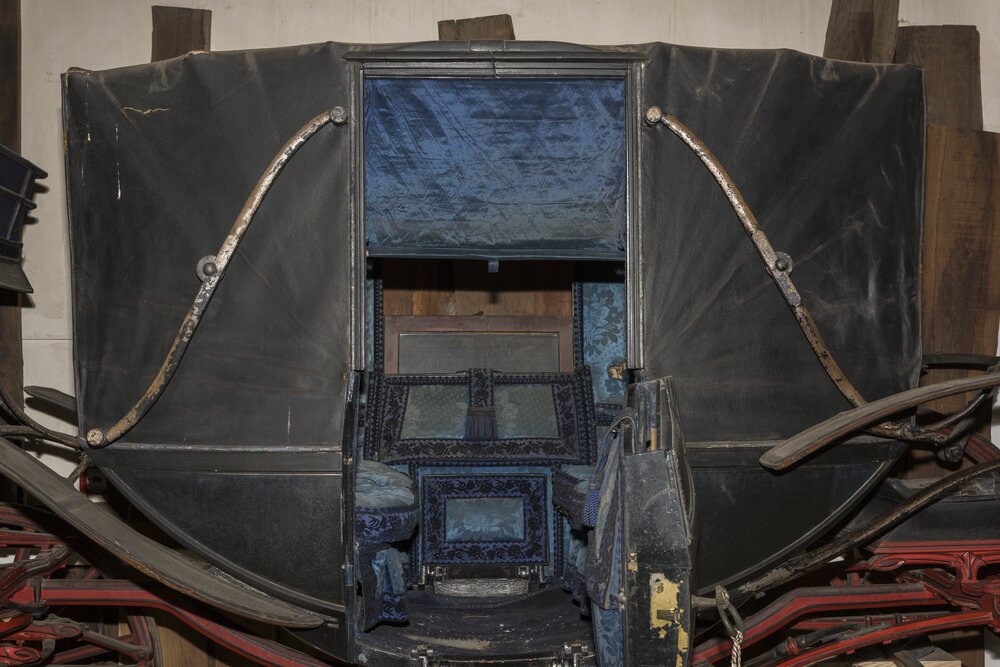 Venaria Reale, Reggia, Carrozza Landau au Bateau, inv. PR 30217 - durante il restauro