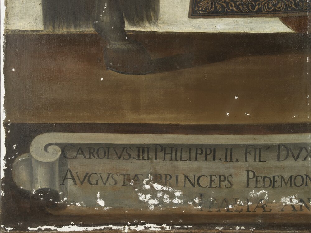 Moncalieri, Castle, Charles II the Good, 9th Duke of Savoy, inv. 301 - during restoration, grouting