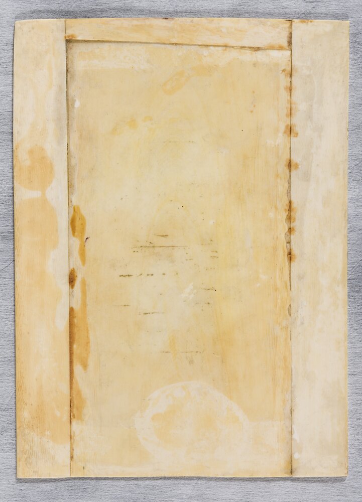 Torino, Museo Civico d'Arte Antica - Palazzo Madama, L. F. Aubry, Donna con bambino, inv. 526, verso - durante il restauro