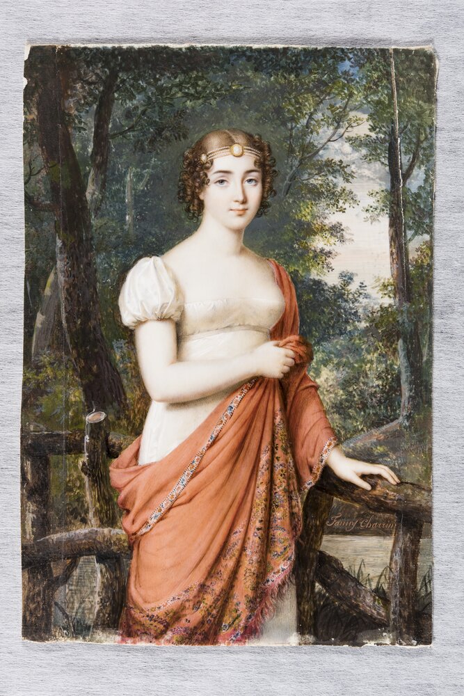 Torino, Museo Civico d'Arte Antica - Palazzo Madama, F. Charrin, Giovane donna in giardino, inv. 518 - durante il restauro
