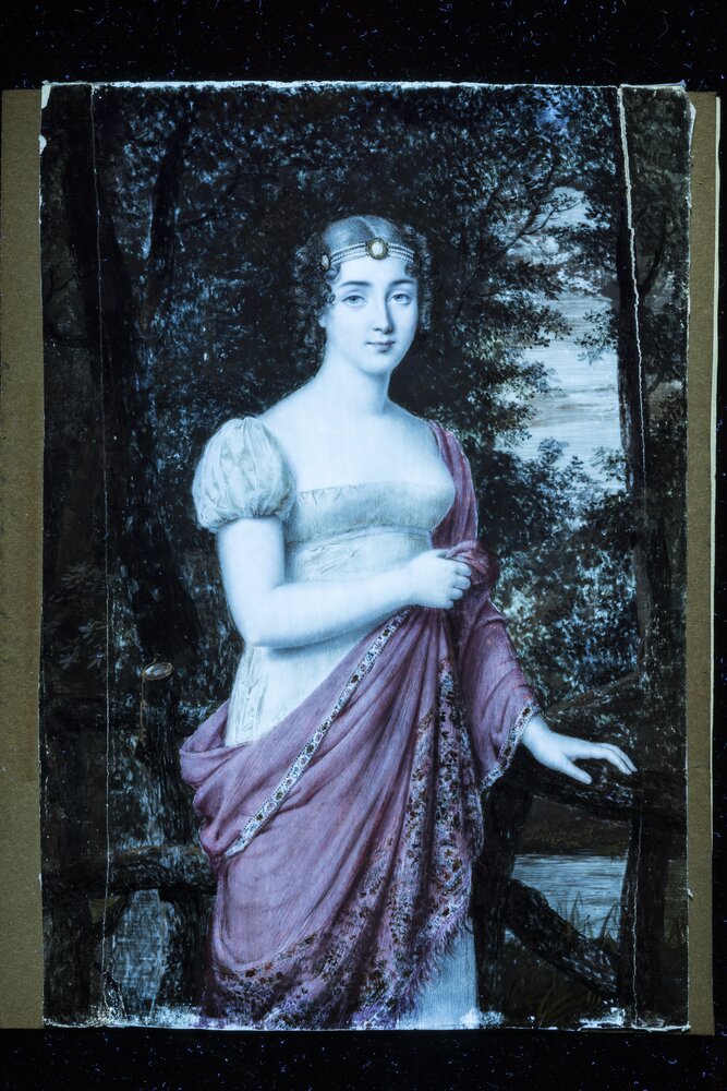 Torino, Museo Civico d'Arte Antica - Palazzo Madama, F. Charrin, Giovane donna in giardino, inv. 518 - analisi UV