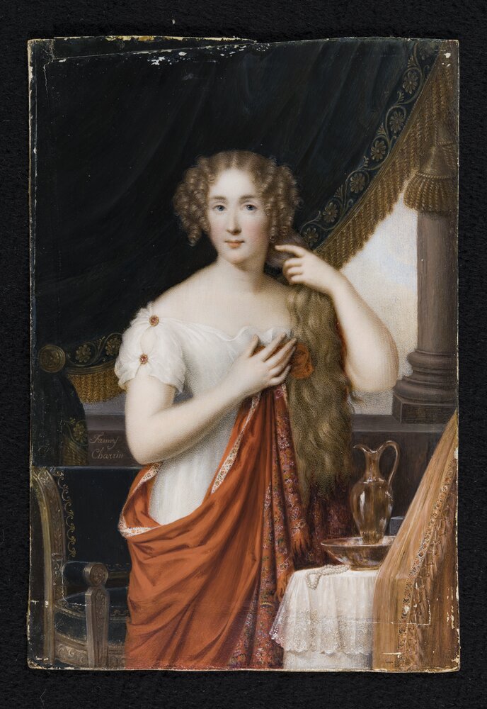 Torino, Museo Civico d'Arte Antica - Palazzo Madama, F. Charrin, Giovane donna alla toeletta, inv. 519 - durante il restauro