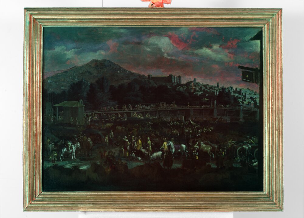 Moncalieri, Castello, P. Bolckman, Moncalieri Market - infrared in false color (950 nm)