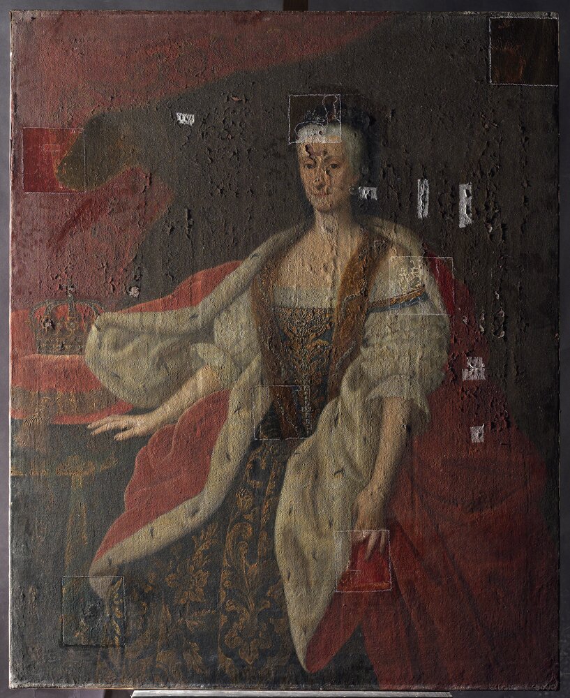 Venaria, Reggia, G. Duprà (attr.), Maria Antonia Ferdinanda di Borbone, inv. R 5752 - prima del restauro, luce radente