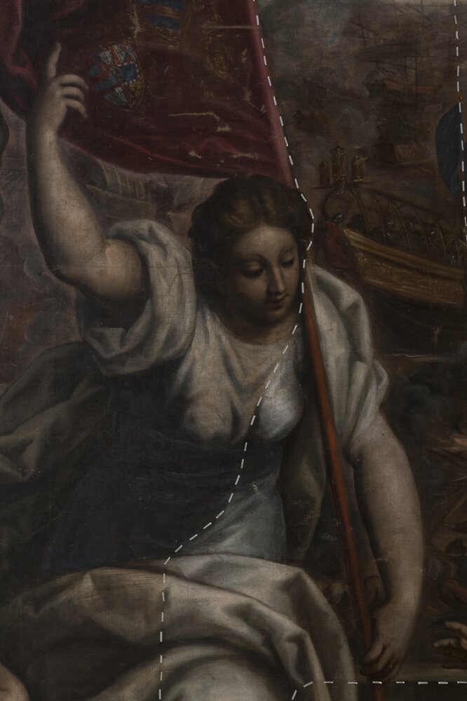 Verbania, Villa San Remigio, J. Negretti (Palma il Giovane), Celebrazione della battaglia di Lepanto - durante il restauro