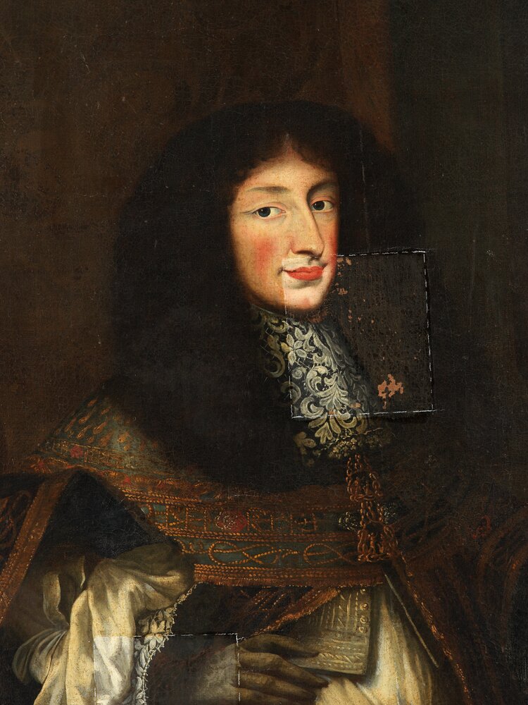 Venaria Reale, Reggia, Ritratto di Carlo Emanuele II, R 6467 - durante il restauro