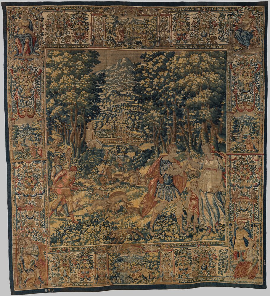 Milano, Villa Necchi Campiglio (FAI), Caccia al cervo con figure mitologiche (arazzo) - dopo il restauro