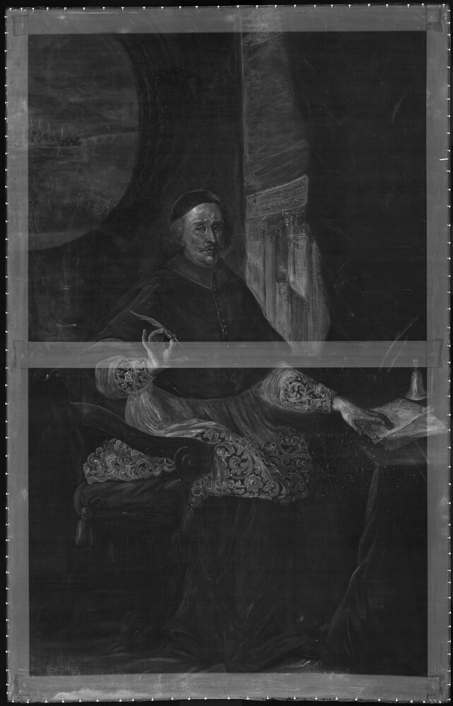 Caravino, Castello di Masino (FAI), H. Beaubrun, Ritratto del Cardinale Giulio Mazzarino, inv. SBAS TO 1582 - radiografia digitale RX