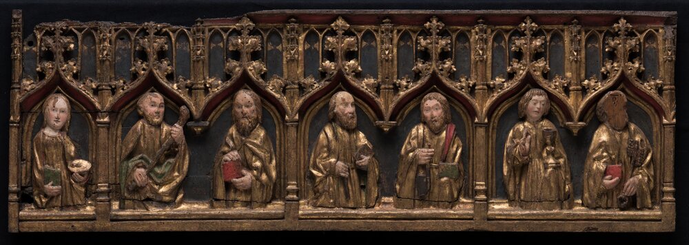 Torino, Museo Civico d'Arte Antica - Palazzo Madama, A. De Lonhy (attr.), Predella d'altare, inv. 1059-L - prima del restauro