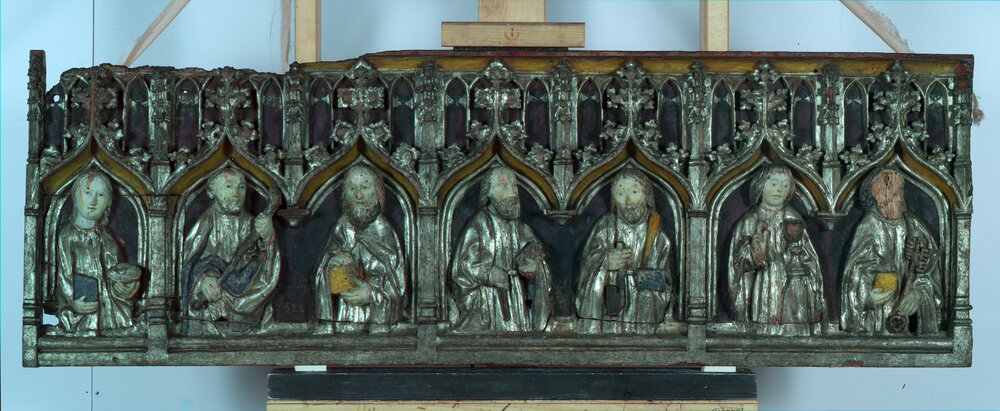 Torino, Museo Civico d'Arte Antica - Palazzo Madama, A. De Lonhy (attr.), Predella d'altare, inv. 1059-L - infrarosso in falso colore (950 nm)