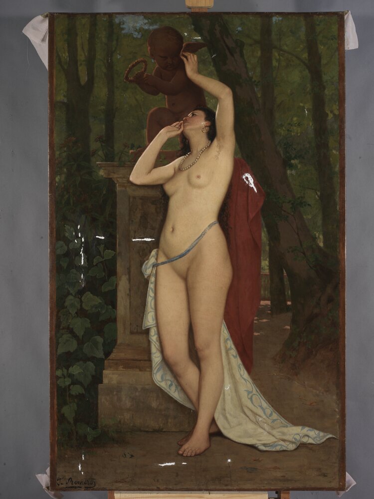 Moncalieri, Castello, F. Romero, Aspasia, inv. 5196 - durante il restauro, stuccatura