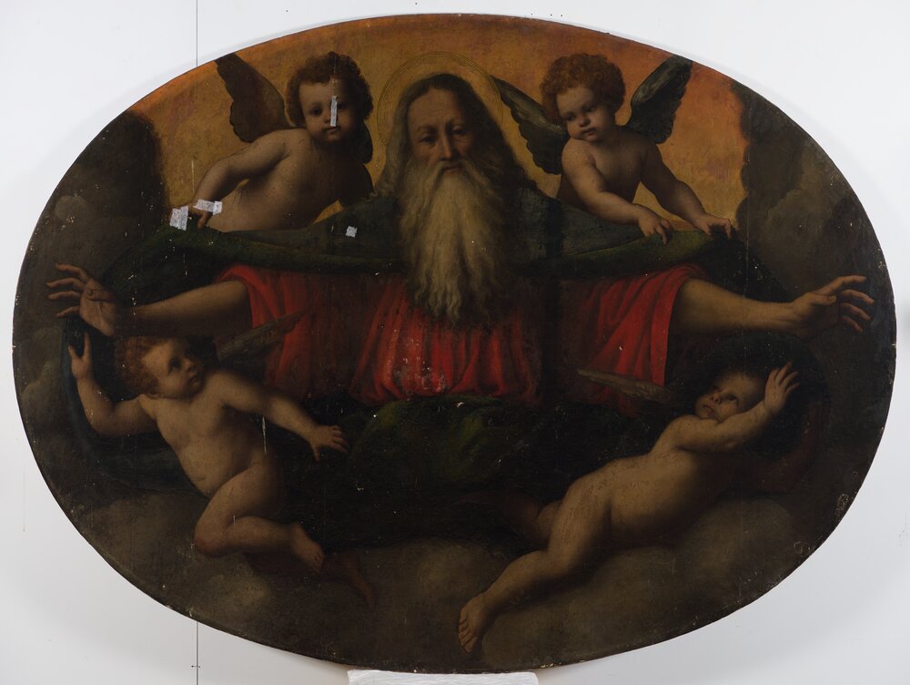 14-TA-2022_Saronno, Chiesa Prepositurale SS. Pietro e Paolo, G. Ferrari, Dio Padre circondato da quattro angeli