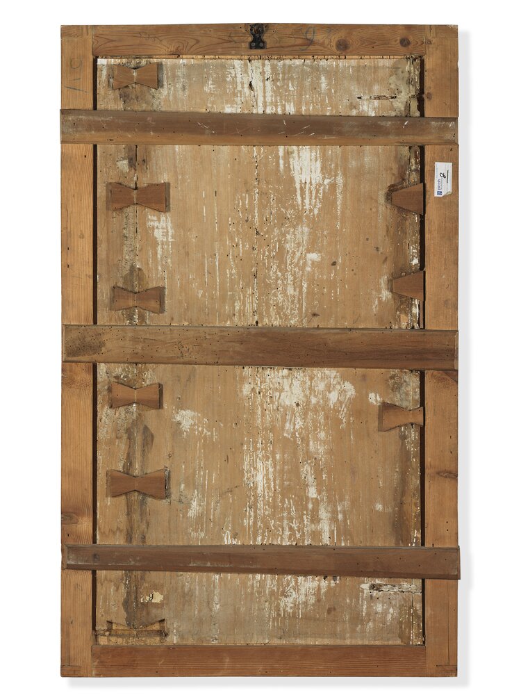 Padova, Musei Civici - Museo d'arte medievale e moderna, J. Da Montagnana (Parisati), I Santi Agata, Francesco e Girolamo, inv. 9, verso - prima del restauro