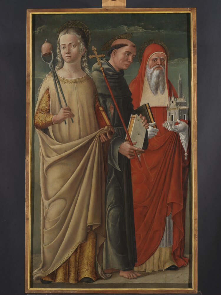 Padova, Musei Civici - Museo d'arte medievale e moderna, J. Da Montagnana (Parisati), I Santi Agata, Francesco e Girolamo, inv. 9 - dopo il restauro