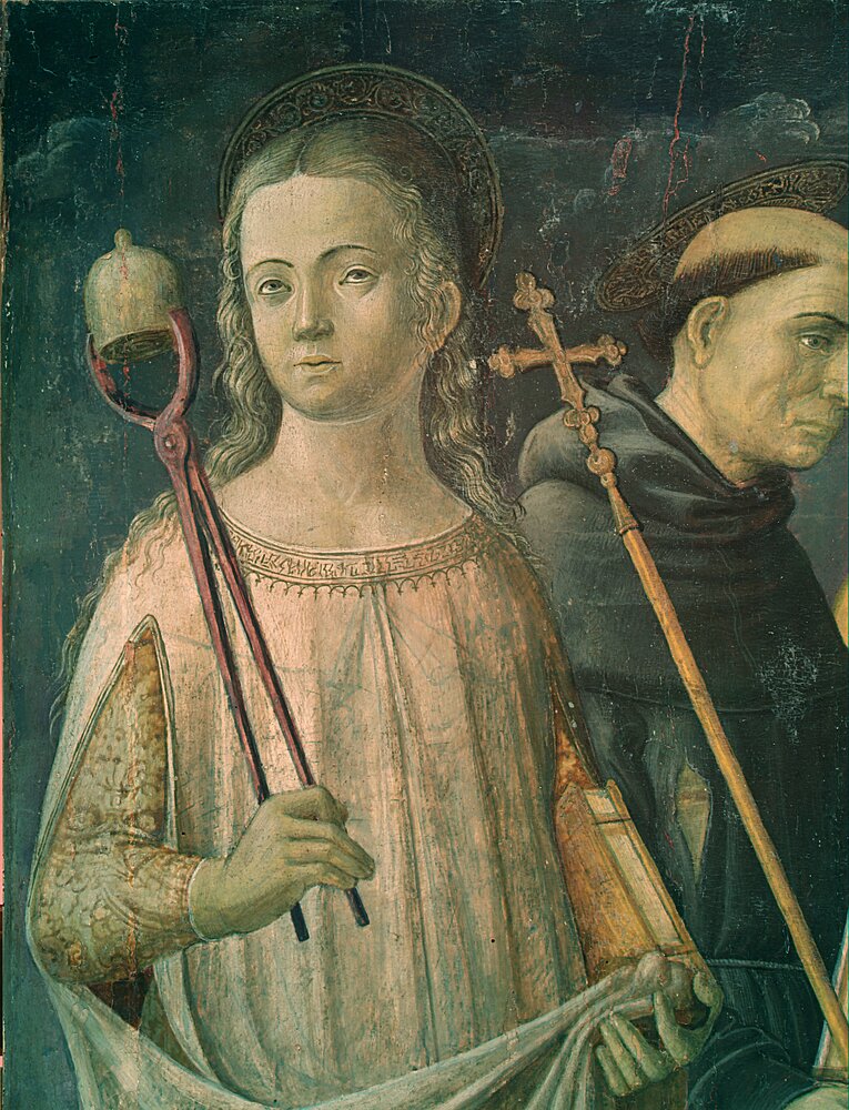 Padova, Musei Civici - Museo d'arte medievale e moderna, J. Da Montagnana (Parisati), I Santi Agata, Francesco e Girolamo, inv. 9 - infrarosso in falso colore (950 nm)