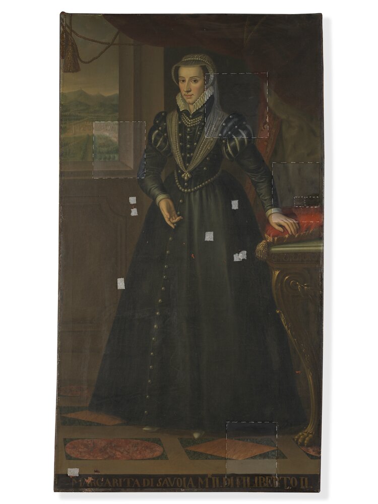 Venaria Reale, Royal Palace, Portrait of Margaret of Valois, inv. R 5530 - during restoration