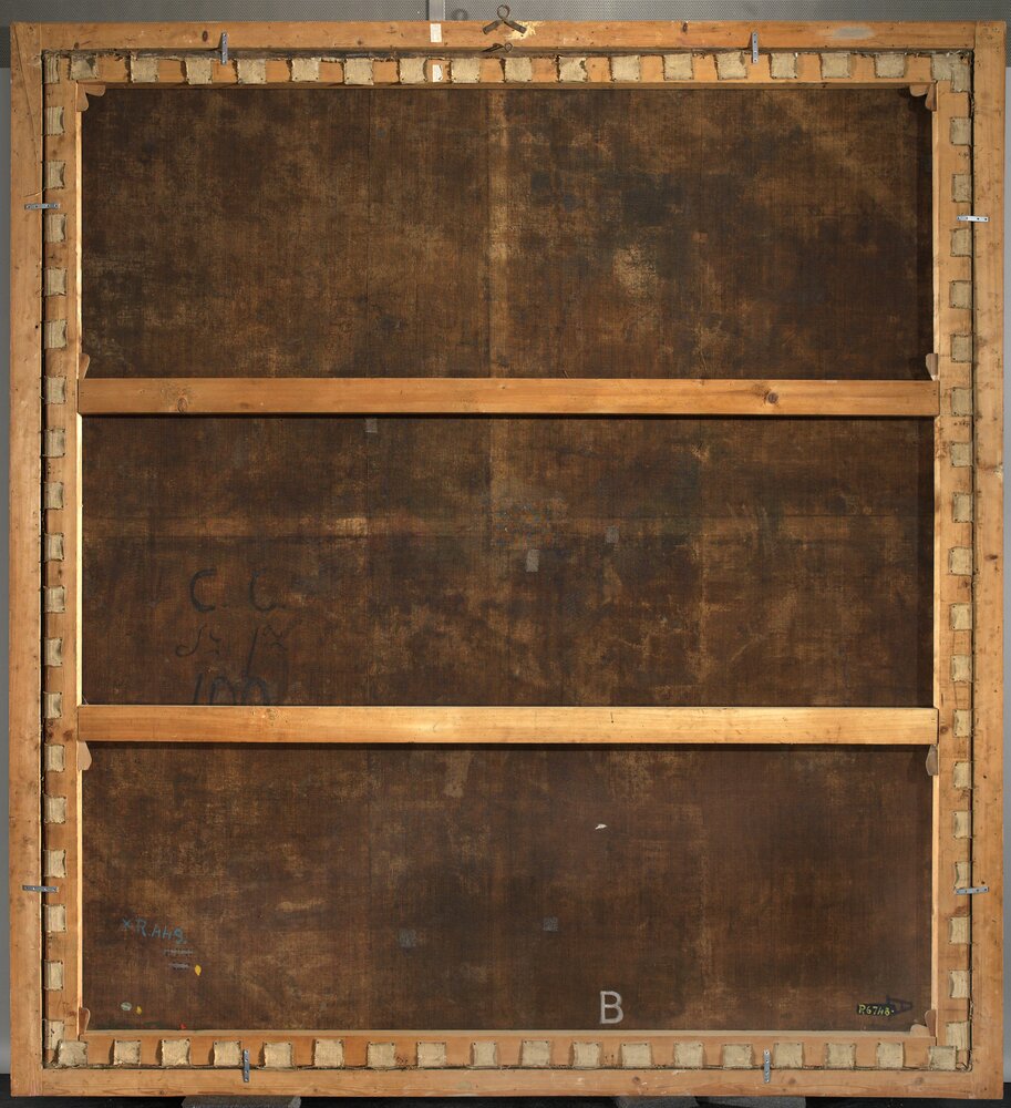 Venaria, Reggia, C. Dauphin, Equestrian portrait of Carlo Emanuele II with his son Vittorio Amedeo II, inv. R 6748, verso - after restoration