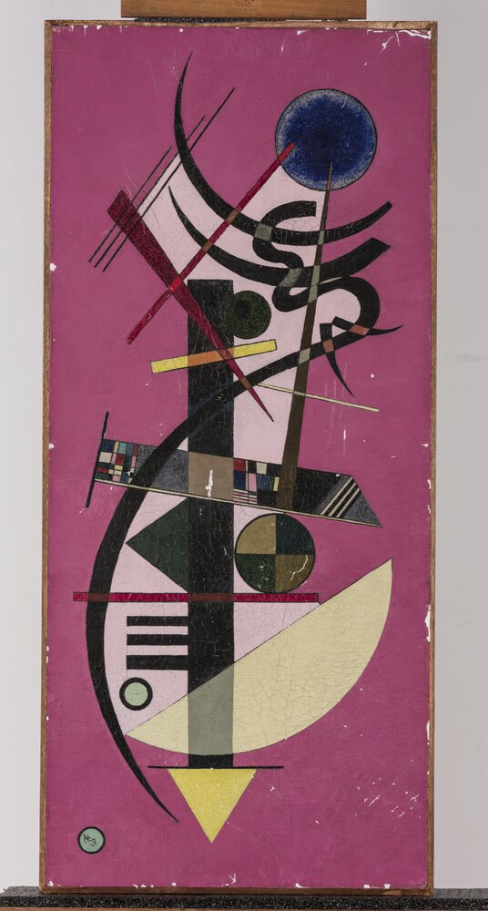 Bergamo, Galleria d’Arte Moderna e Contemporanea, V. Kandinskij, Spitz-Rund, inv. 91GC00174 - durante il restauro
