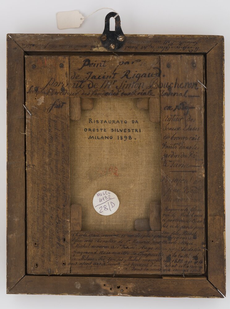 Torino, Museo Civico d’Arte Antica – Palazzo Madama, G. Rigaud, Ritratto di Simon Boucheron, inv. 28/D, verso - prima del restauro
