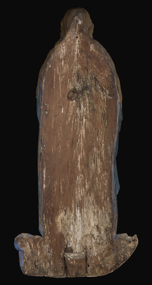 Antagnod (AO), Chiesa parrocchiale, A. De Lonhy (attr.), Assunta, inv. 26780, verso - prima del restauro