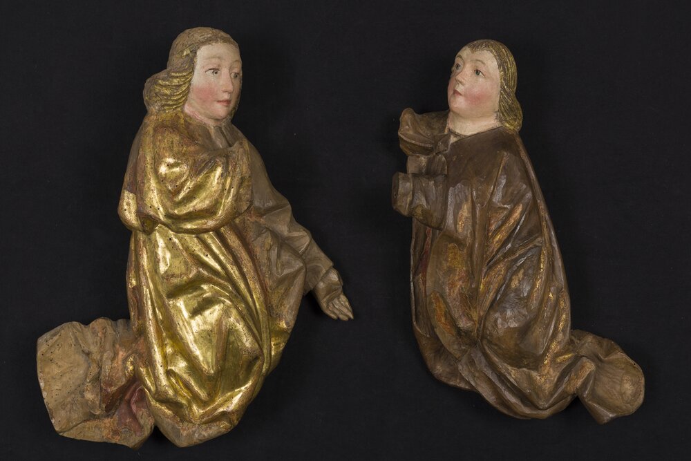 Issogne (AO), Castello,  A. De Lonhy (attr.), 5 angeli, inv. 1502, 1503, 1535, 1535bis, 1536 - dopo il restauro