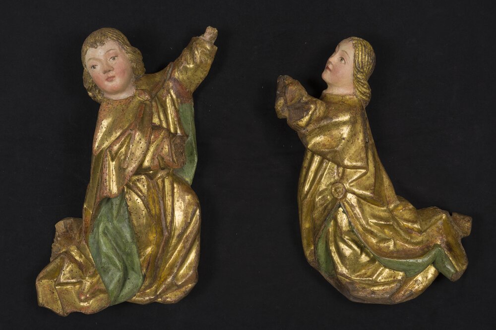 Issogne (AO), Castello,  A. De Lonhy (attr.), 5 angeli, inv. 1502, 1503, 1535, 1535bis, 1536 - dopo il restauro