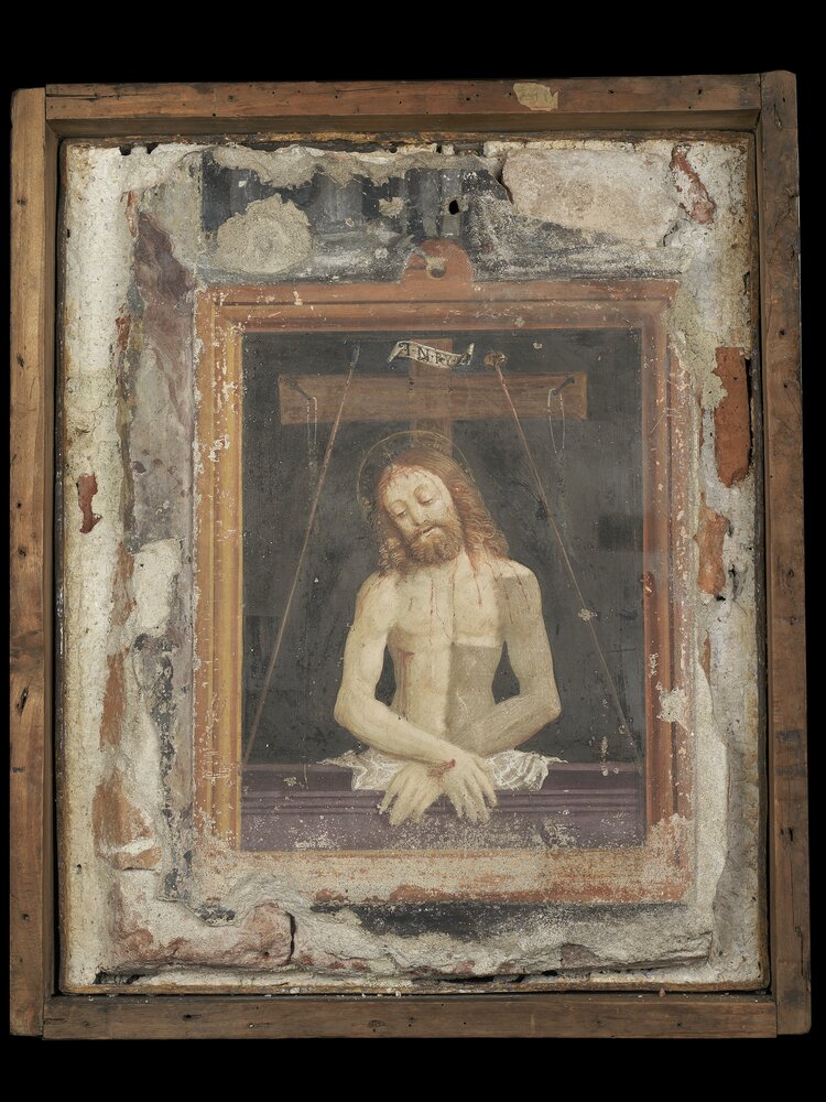 Torino, Galleria Sabauda, Cristo di pietà, inv. 208 - durante il restauro, pulitura