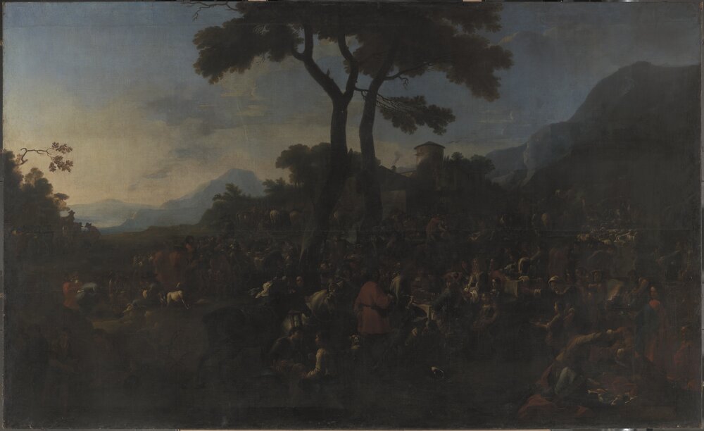 1-TE-2005_Venaria Reale, Reggia di Venaria, J. Miel, The Hunters' Assembly, inv. D 736 293 (ownership of the Royal Museums of Turin - Galleria Sabauda)