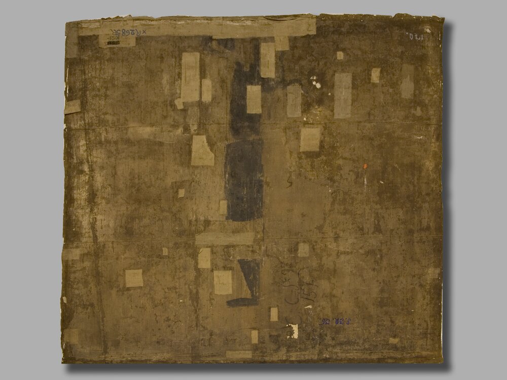 Venaria, Reggia, B. Mathieu, Caterina Isnarda marquise of Caluso and Delibera Eleonora S.Martino di Parella marquise of Rhodes, inv. 273, back - before restoration