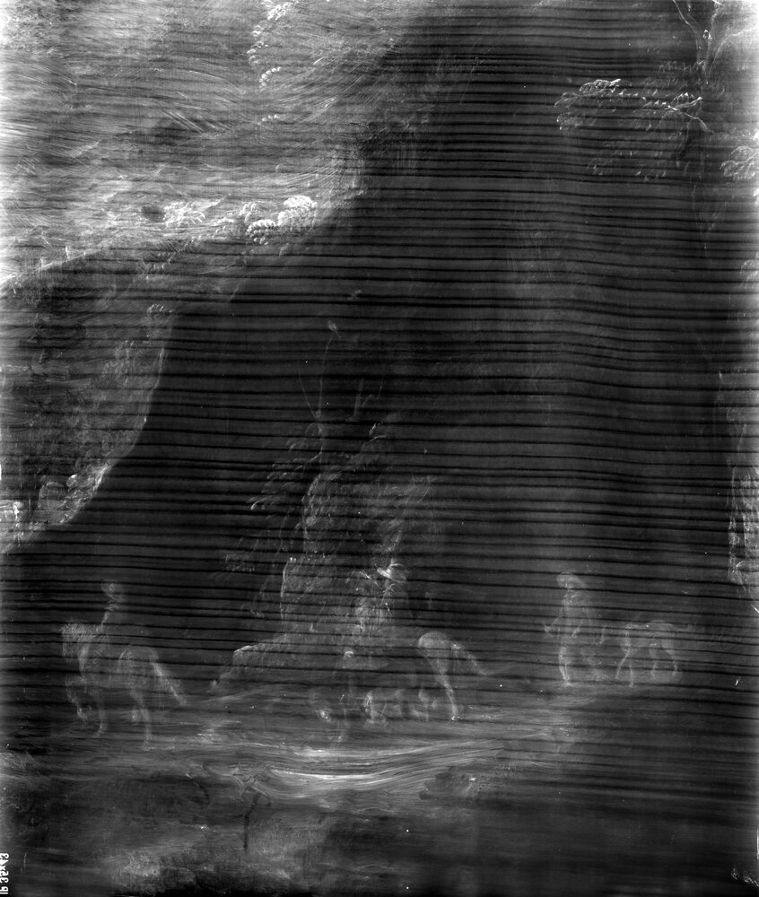 Galleria Sabauda, J. de Momper, Landscape with carriage and knights inv. 308, cat. 240 - RX analysis