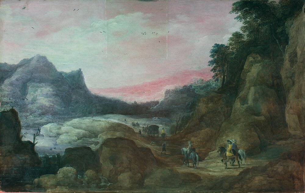 Galleria Sabauda, J. de Momper, Landscape with carriage and knights inv. 308, cat. 240 - false color analysis