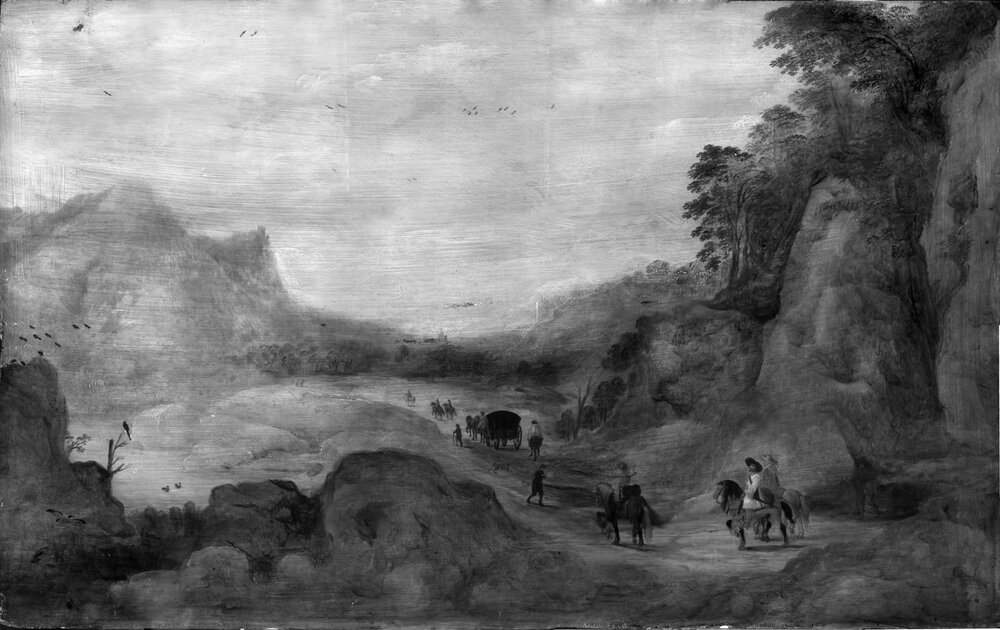 Galleria Sabauda, J. de Momper, Landscape with carriage and knights inv. 308, cat. 240 - IR analysis
