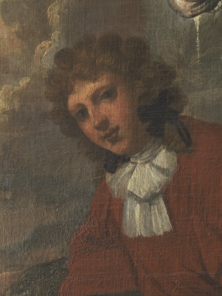 Racconigi, Castello, C. Dauphin, Equestrian portrait of Ludovica di Savoia inv. R 4874 - before restoration, grazing light