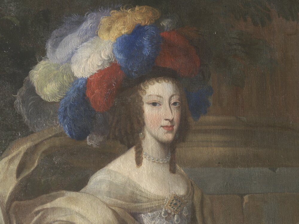 Venaria Reale, Royal Palace of Venaria, J. Miel, Henrietta Adelaide of Savoy and Ferdinand of Bavaria, inv. R 6382 - before restoration, grazing light