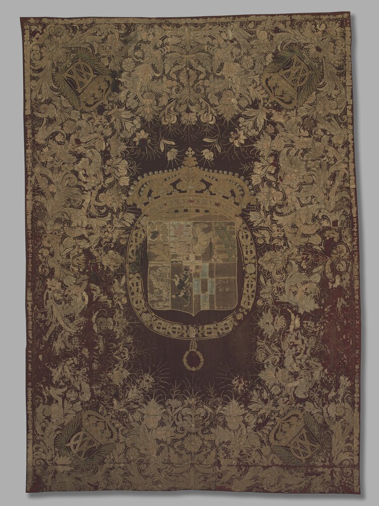 Turin, Civic Museum of Ancient Art - Palazzo Madama, Tapestry with coat of arms of Carlo Emanuele II, inv. 2083/T - after restoration