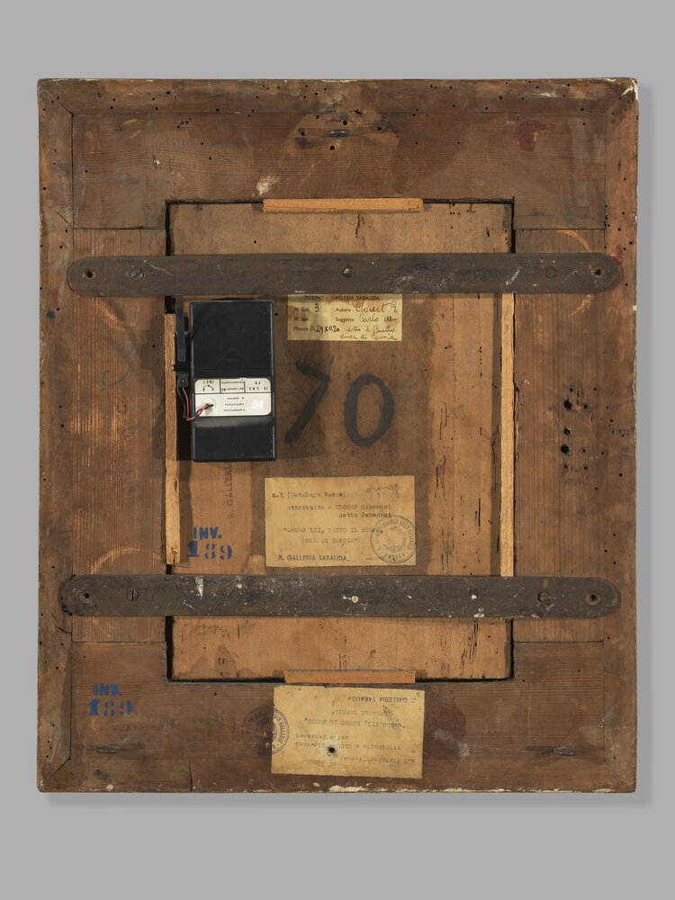 Galleria Sabauda, D. Ferrari, Portrait of Charles II of Savoy inv. 189, cat. 3 verse - before restoration