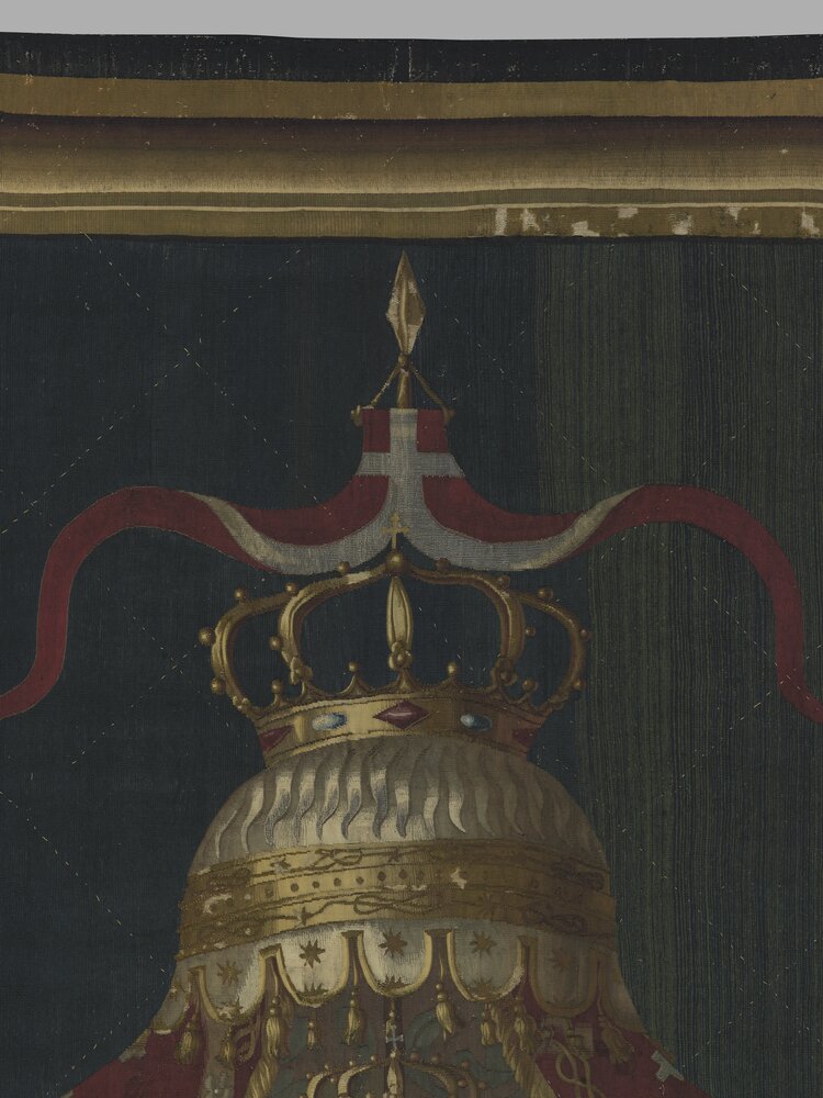 Turin, Civic Museum of Ancient Art - Palazzo Madama, A. Bruno, Door tapestry with coat of arms of Vittorio Amedeo III, inv. 901/A - after restoration