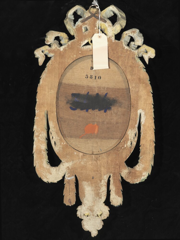 Hunting house of Stupinigi, coveted workshop G. M. Bonzanigo, Ventola inv. 5810 verso - before restoration