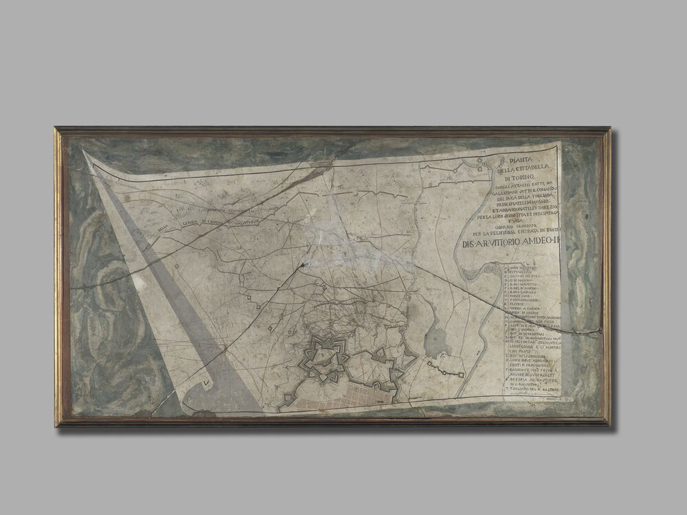 18-AL-2007_Racconigi, Castello, L. Bononcelli, Wall table with the plan of the citadel of Turin during the siege of 1706, inv. R 370